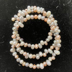 Multicolored fresh water pearl bracelet cuff